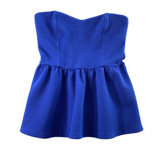 Dejavu Strapless Top Womens Medium Blue Sweetheart Neck Open Back‎ Blouse